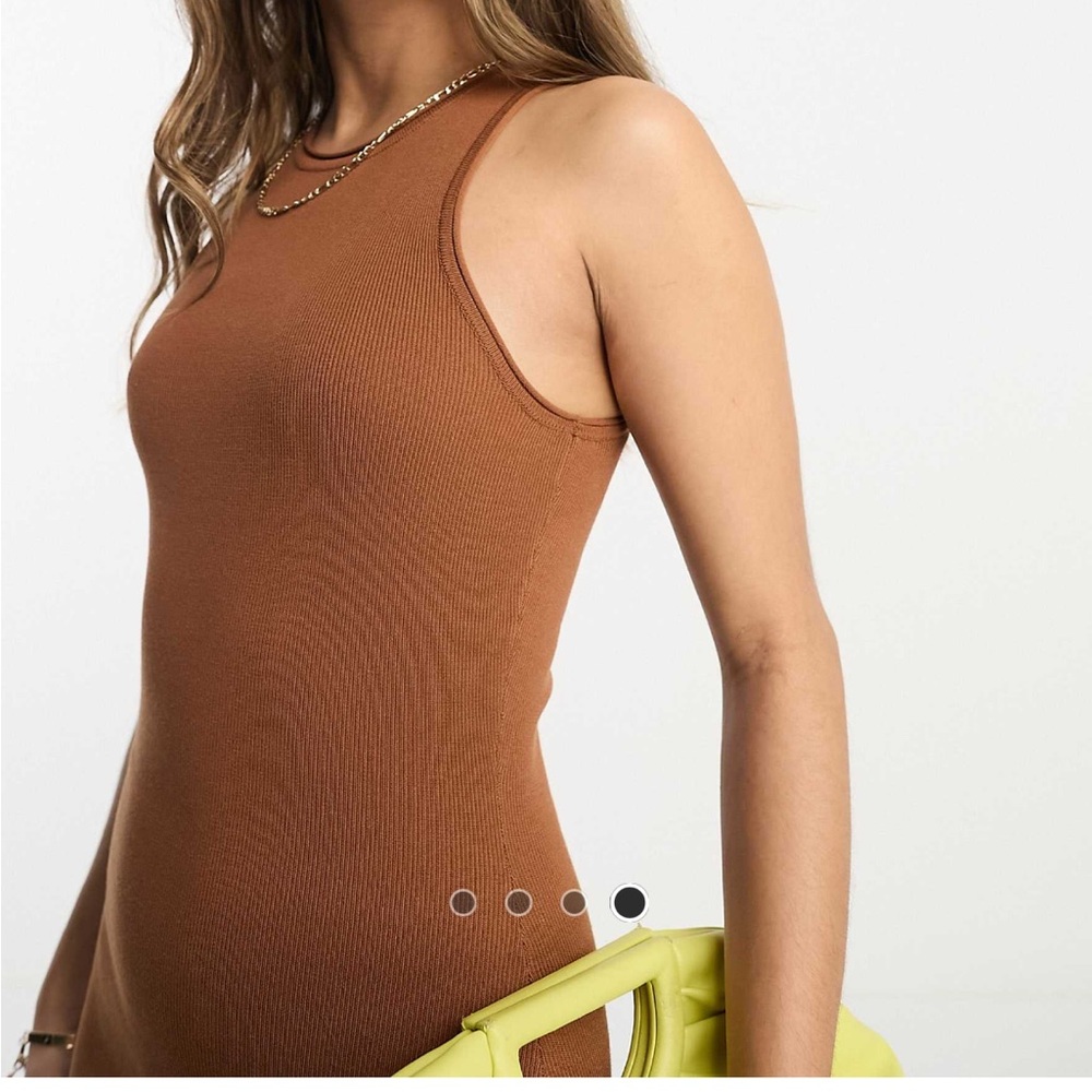 ASOS Knitted Midi Tank Racerback Dress - Picture 2 of 6
